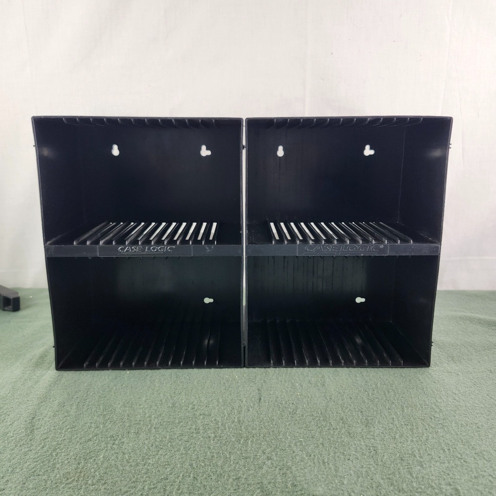 2x Case Logic 30 ea. CD Hard Plastic Storage Rack Wall Mount Expandable Black